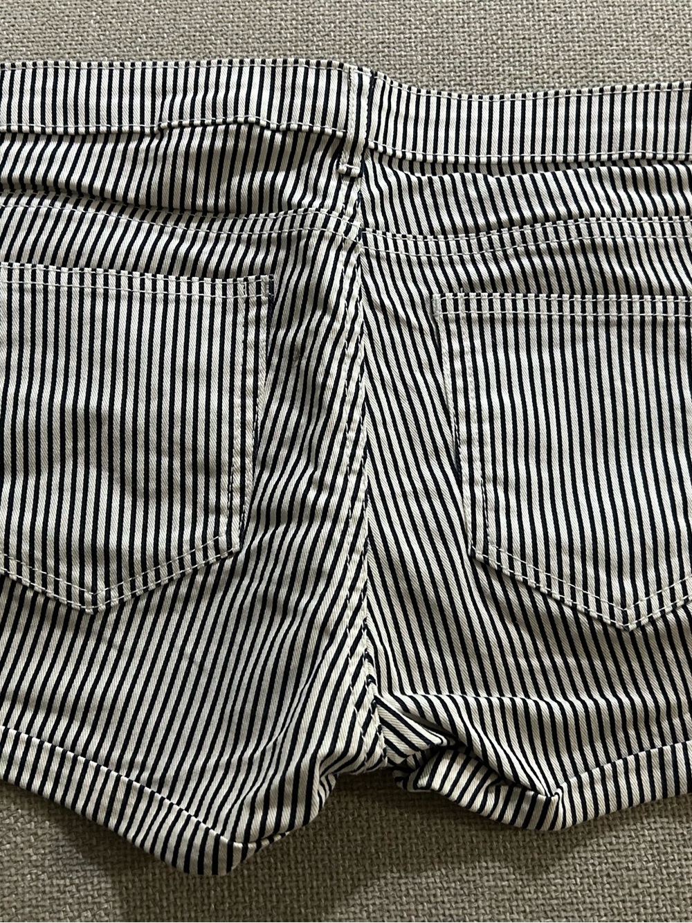H&M Black & White Striped Denim Short Shorts - Picture 2 of 3